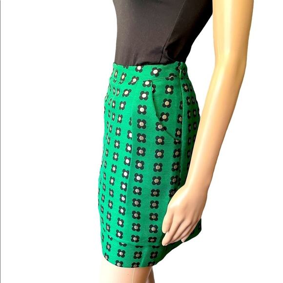 HD in Paris Green floral mini pleated retro skirt with pockets size 8P - Picture 5 of 11